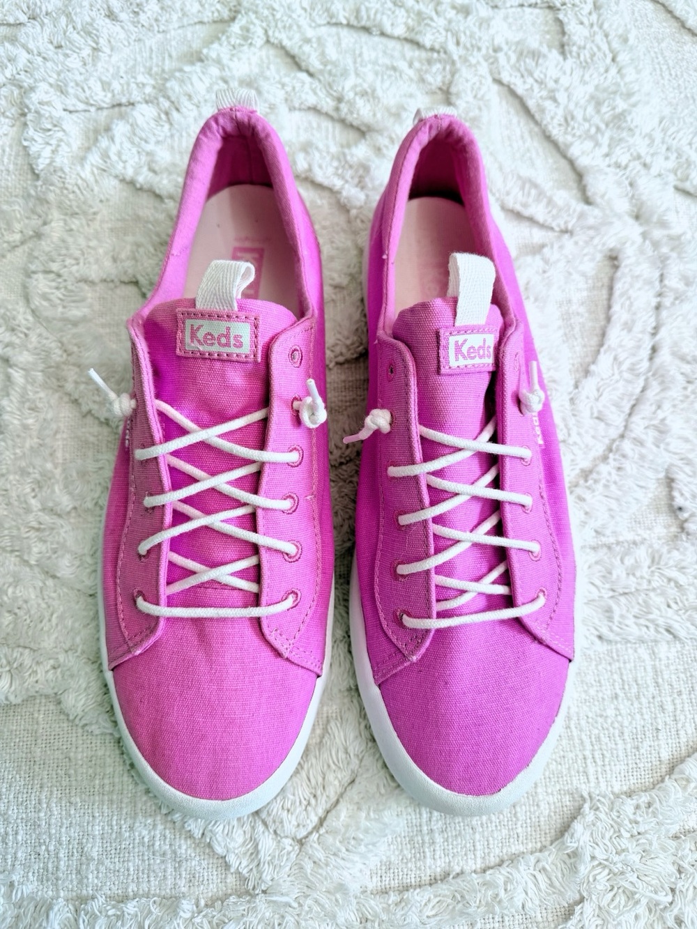 Keds Pink Canvas Lace Up Sneakers Women’s Size 10 White Platform Sole